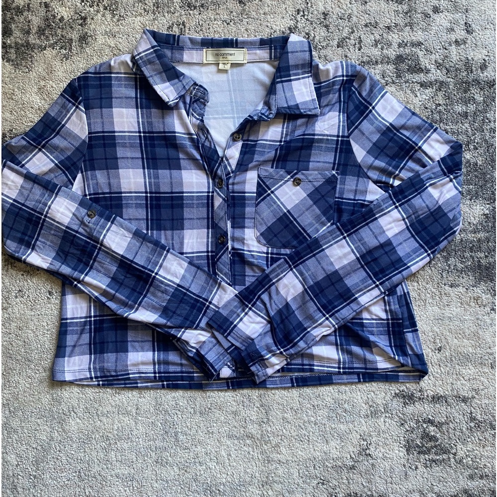 Blue Plaid Crop